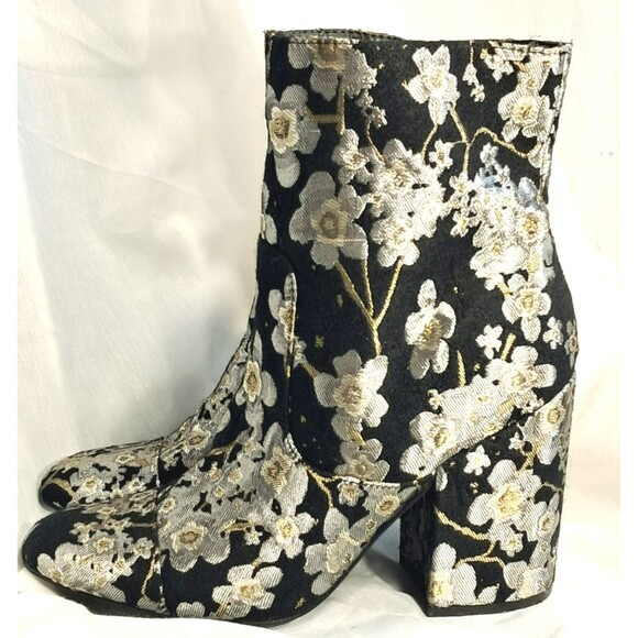 INDIGO RD Women's Bootie Size 9 Jaguard Black Silver Floral Embroidered Shoe - Picture 5 of 11